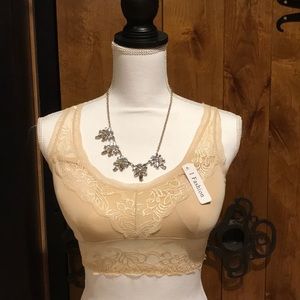 NWT Cream Bralette With Lace One Size